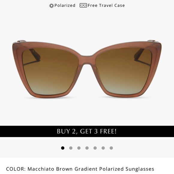 Diff Becky2 sunglasses Light neatral brown/grey Sunglasses with Black Case - Picture 6 of 8